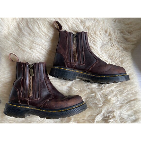 Dr. Martens Shoes - Dr. Martens 2976 Alyson Zip Chelsea Boots Brown Leather Womens Size US 5 EU 36